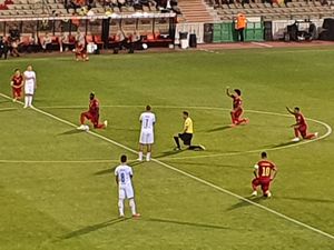 2021년, 루카쿠(중앙)와 벨기에 국가대표팀