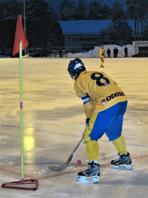 코너 스트로크를 하는 스웨덴 U17 선수