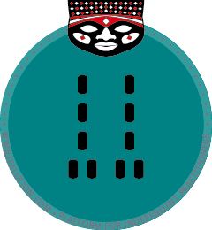 256개의 오두(이파 문헌의 본문)의 16가지 주요 원리 중 하나인 Ogunda Meji가 가상의 오폰 이파 판에 표현됨