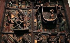 요루바 문, 나무 조각. 사건 기록에 사용됨 (1910년경)