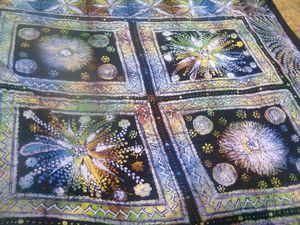 완성된 아디레(Adire) 의류 재료