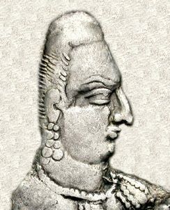 알콘 훈족의 왕 킹길라의 초상화. 그의 주화에서,