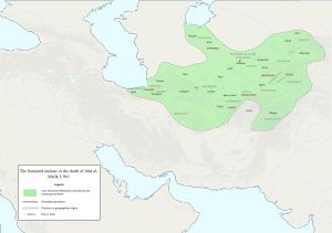 961년 사만 왕조. 호라산과 트란스옥시아나 등 광대한 영토를 통치했지만, 대부분 맘루크 장군들에게 장악당한 상태였다.