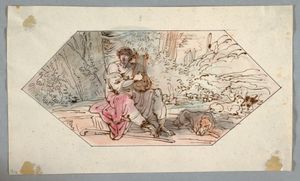 펠리체 지아니(Felice Gianni)가 그린 아폴론이 아드메토스 왕의 가축을 지키는 모습