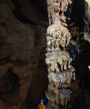 선캄브리아기 장군 석회암층에 발달하고 있는 울진 성류굴의 모습.