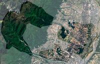 마을 영역의 랜드샛 위성 사진.