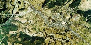 구 쓰치야마정 중심부 주변 항공사진(1974년 촬영).