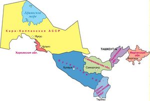 1938년 12월 1일의 우즈베크 소비에트 사회주의 공화국 행정 구역