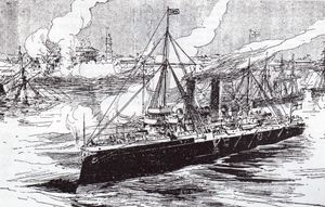 1896년 영국 신문에 실린 잔지바르 석 타운 폭격 사진