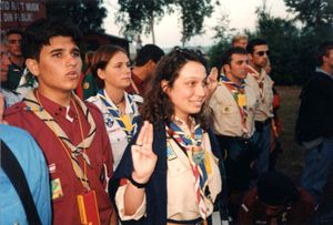 1996년 스웨덴(Sweden)에서 열린 세계 스카우트 무트(World Scout Moot)에 모인 세계 각국의 스카우트와 가이드들