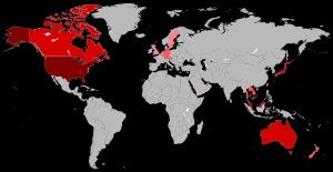 크메르인 해외 거주민 분포 세계 지도