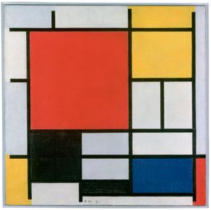 피에트 몬드리안(Piet Mondrian), 빨강, 노랑, 파랑, 검정의 구성(Composition en rouge, jaune, bleu et noir) (1921), 헤이그 시립미술관(Gemeentemuseum Den Haag)