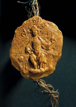 1255년 8월에 첨부된 민다우가스의 인장은 독일 기사단에 의한 중세 위조품일 가능성이 높다.