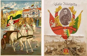 1920년대 포스터 두 장, 1923년 클라이페다의 리투아니아 편입을 보여준다