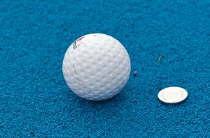 5프랑 동전과 함께 놓인 필드하키 공