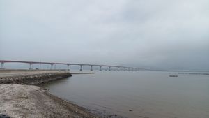 화석산지에서 바라본 사천대교로