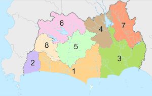 8개 구로 나뉜 라용 지도