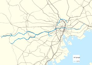 도쿄 지역의 1372mm 궤간 철도 노선도