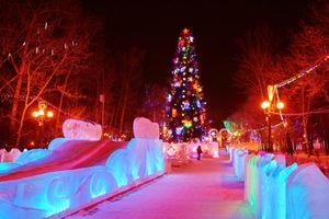 하바롭스크 중앙 광장의 얼음 조각