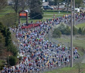 Runners participating in Spokane's annual Lilac Bloomsday Run
