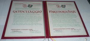 이탈리아 카스텔라바테(Castellabate)(왼쪽)와 독일 블리스카스텔(Blieskastel)(오른쪽) 간 자매결연 협정의 예시