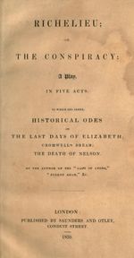 『리슈리외 또는 음모』 초판 표지.