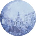 1780년대 스톡홀름의 Slottsbacken에 위치한 Bollhuset. 오른쪽에서 왼쪽으로: 스톡홀름 궁전, 대성당, Bollhuset 극장, 테신 궁전. 그림, 마틴 루돌프 헬란드.