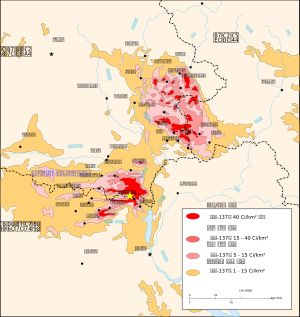 1996년 낙진으로 오염된 지역 지도