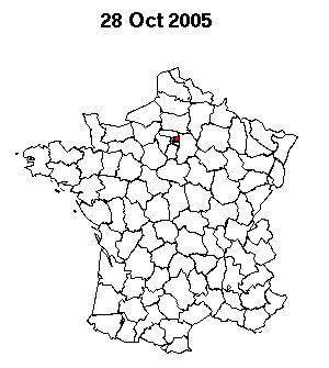 프랑스 여러 지역에서 시민 불안이 확산된 모습을 보여주는 지도