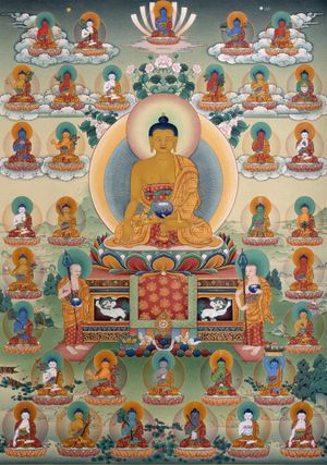 35불 참회상(Thirty-five Confession Buddhas)을 묘사한 대승불교 그림