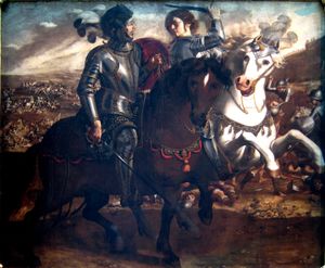 파올로 도메니코 피놀리아(Paolo Domenico Finoglia)의 연작 중 하나인 클로린다가 탄크레디를 공격하는 장면