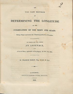 On the new method of determining the longitude by the culmination of the moon and stars, 1824