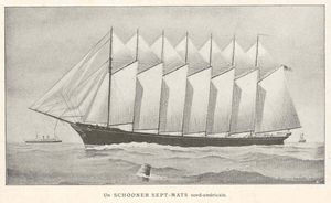1850년 이후 일부 연안 무역에서 선호된 스쿠너. 적은 선원으로도 운용이 가능했다.
