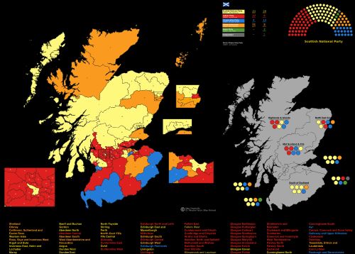 선거구 이름이 표시된 선거 결과