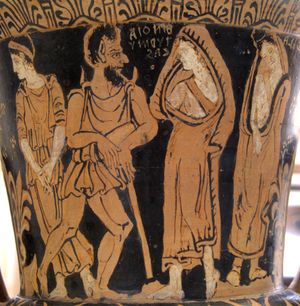 죽은 영혼을 저승으로 인도하는 카론(Charon) (그리스 신화). 기원전 4세기.