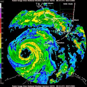 9월 20일 저녁 키웨스트에서 관측된 리타의 기상 레이더 영상