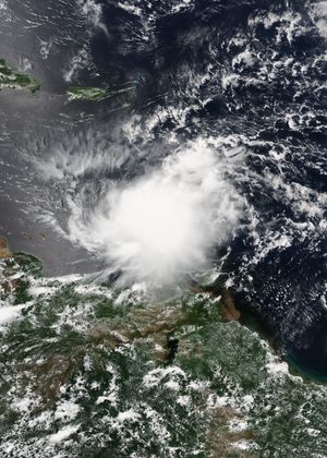 8월 18일 동부 카리브해의 열대성 폭풍 하비