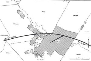 고속도로가 표시된 유티카 지역 지도