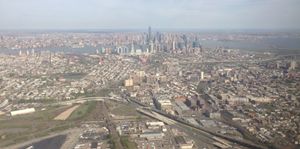 뉴저지와 뉴욕시의 I-78 고속도로 항공 사진