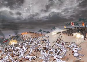 동학농민군과 조선-일본 연합군의 전투를 묘사한 그림