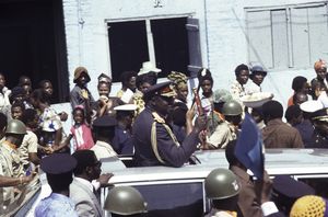 1976년 리베리아 제20대 대통령 윌리엄 톨버트 취임식에 참석한 아민