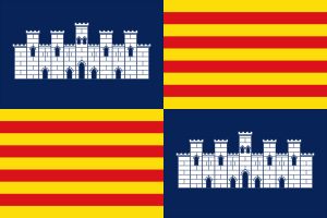 중세 마요르카 왕국(1229~1715)의 깃발. 발레아레스 제도 전체를 포함했다.