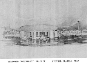 1963년 시애틀 해안가에 건설될 부유식 경기장 개념도