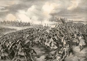 1849년 코마롬 제1차 전투(First Battle of Komárom)에서 싸우는 사람들의 묘사