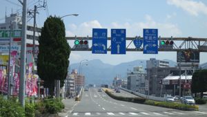 11번 국도와 합류하는 지점. 이 일대가 중복 구간이다.