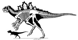 고생물학자 케네스 카펜터가 현대적인 공룡 자세로 그린 고지라의 골격도