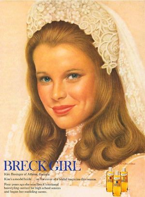 1974년 브렉 샴푸(Breck Shampoo) 모델로 활동하는 베이싱어