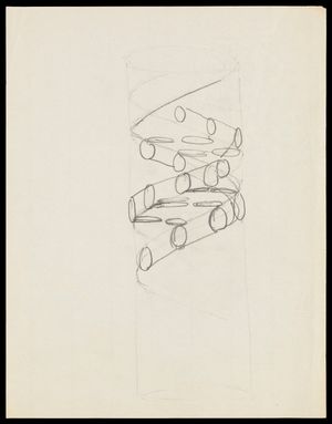 1953년 프랜시스 크릭이 그린 DNA 이중 나선의 연필 스케치