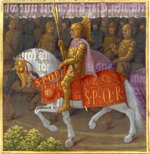 베스파시아누스가 유대 반란 진압군을 이끄는 모습 (1470년 제작 삽화 사본)