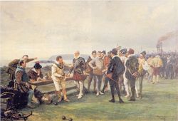 무적함대를 목격하고 회합하는 총사령관 하워드와 부사령관 드레이크. 1880년경 작품